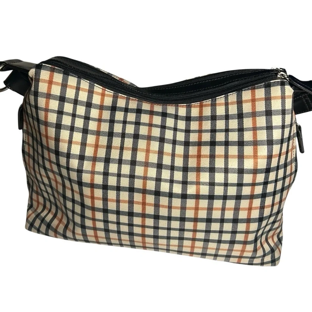 Jack Georges Patent Leather and fabric laptop bag.
